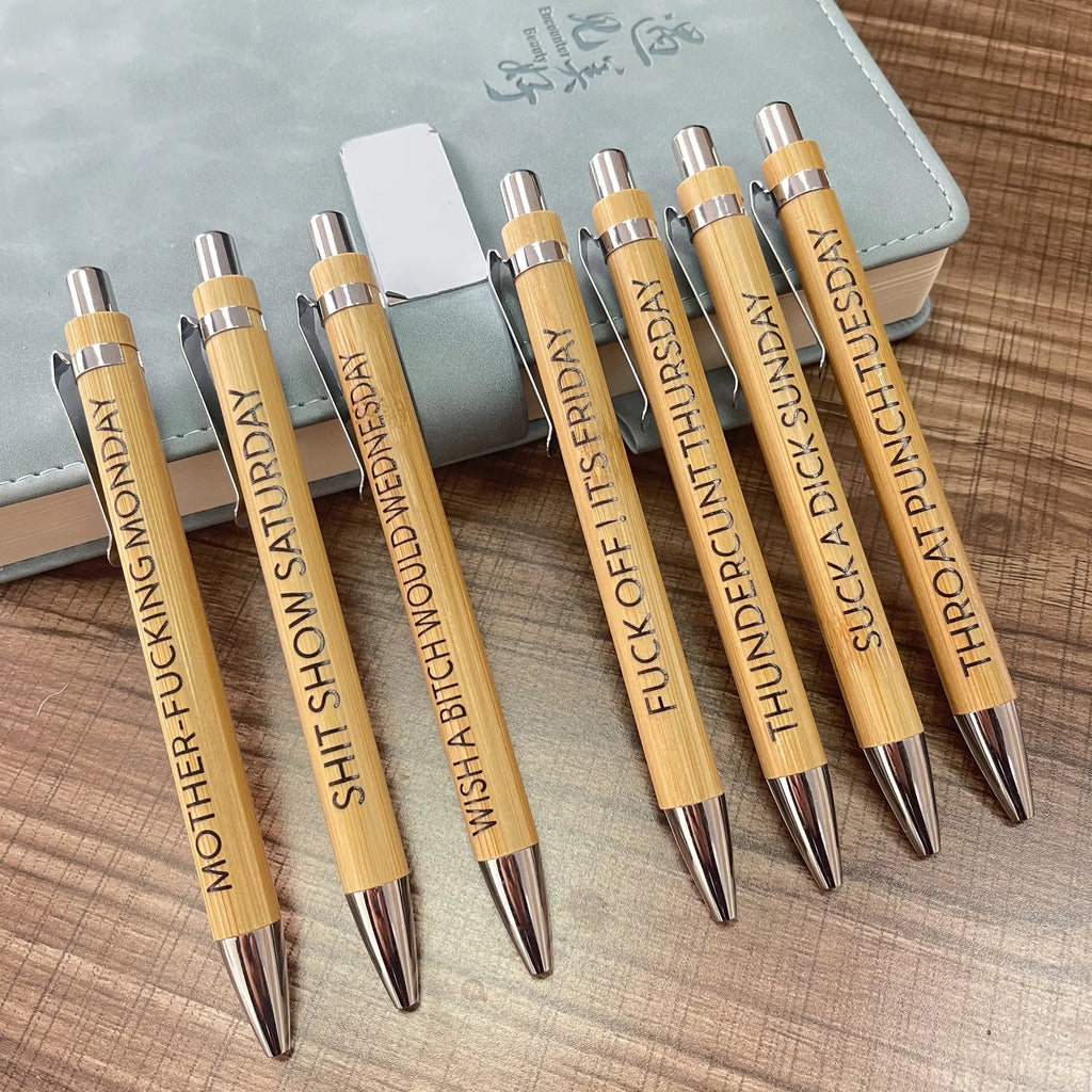 Ultimate Set of Engraved Pens for Sarcastic Souls（Set of 7 Pcs）