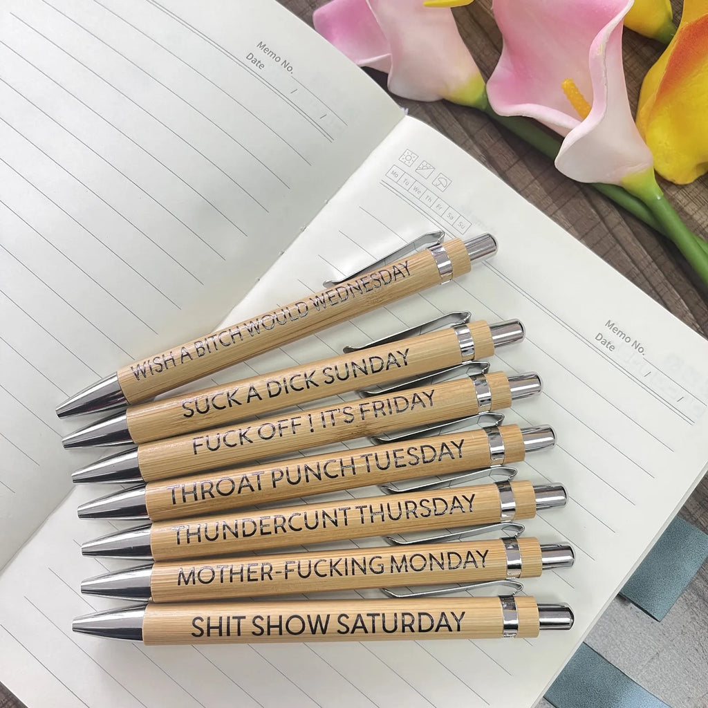 Ultimate Set of Engraved Pens for Sarcastic Souls（Set of 7 Pcs）