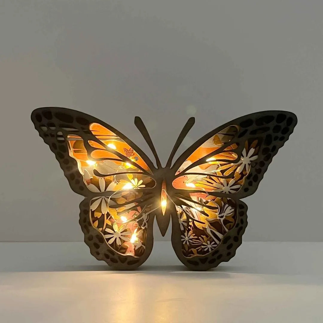 New Arrivals✨- New Hollow Out Butterfly Creative Animal Home Lamp Decorative Wood Ornaments