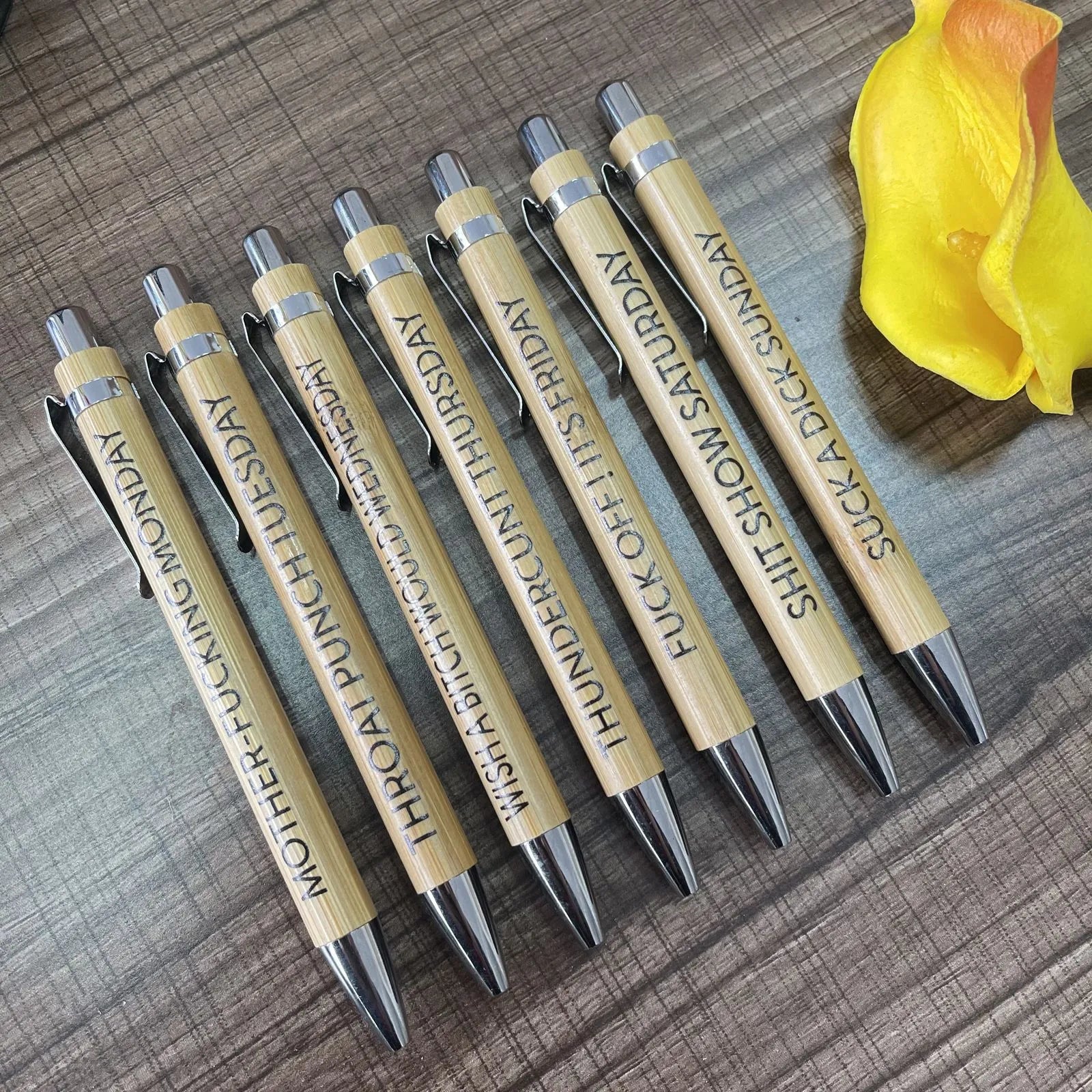 Ultimate Set of Engraved Pens for Sarcastic Souls（Set of 7 Pcs）