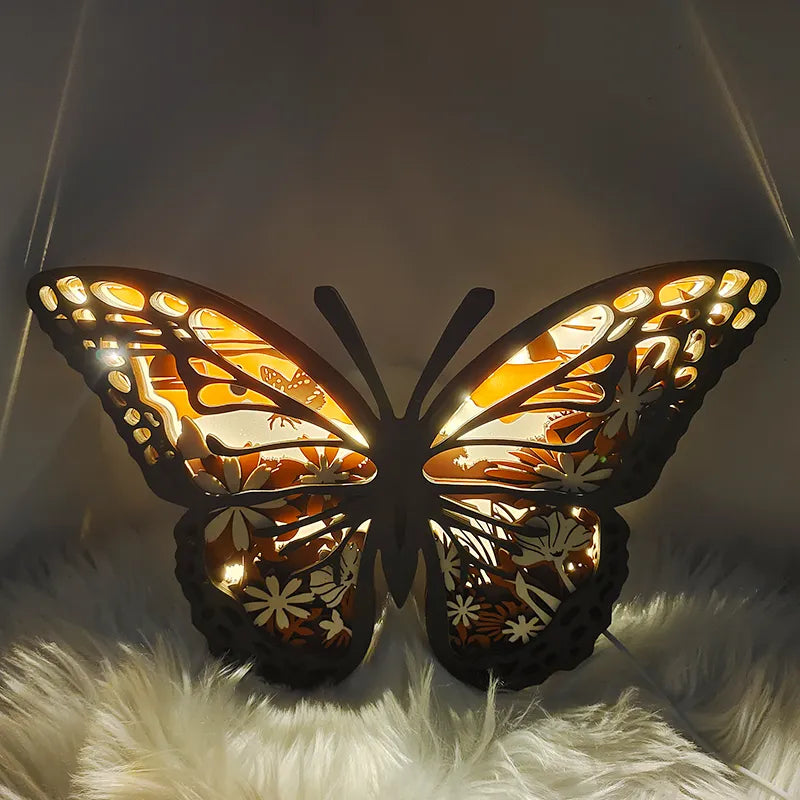 New Arrivals✨- New Hollow Out Butterfly Creative Animal Home Lamp Decorative Wood Ornaments